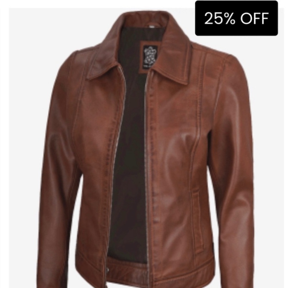 Brown Leather Jacket with inside pockets
